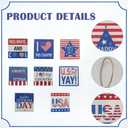 2 x vivimemo 8 Pcs 5x5 Inch Patriotic Wooden Hanging Signs, American Flag Themed Wall Decor for 4th of July, Veterans Day, USA Patriotic Party Decorations, Rustic Wood Signs for Home, Porch, Window Decor