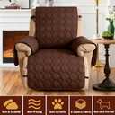 XINEAGE 100% Waterproof Recliner Chair Cover, Non Slip Covers for Recliner Chair with Pocket, Washable Dog Recliner Couch Cover with Elastic Straps (Coffee, 28")