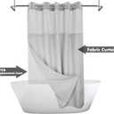 River Dream Long No Hook Slub Textured Shower Curtain with Snap-in PEVA Liner Set - 71" x 77"(75"), Hotel Style with See Through Top Window, Grey Fabric Curtain & Waterproof Liner, Gray, 71x77