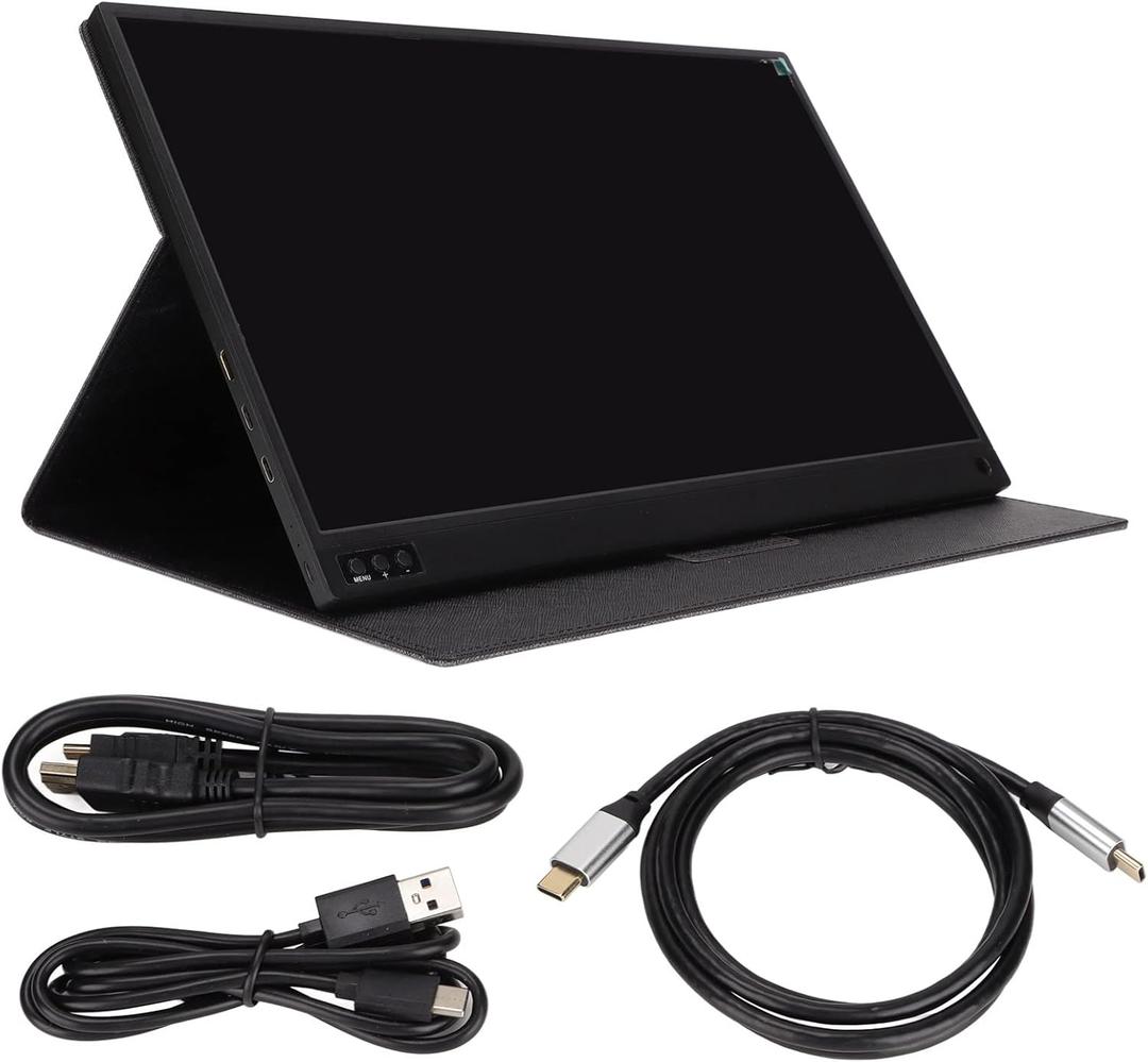 Portable Monitor 15.6-inch Full HD 1080P HDR 16:9 Dual Speakers 60Hz Refresh Rate, USB C Type-C HDMI Input, Ultra-Thin IPS Display, Compatible with laptops PC Mac Surface Phone PS4 Xbox, Black