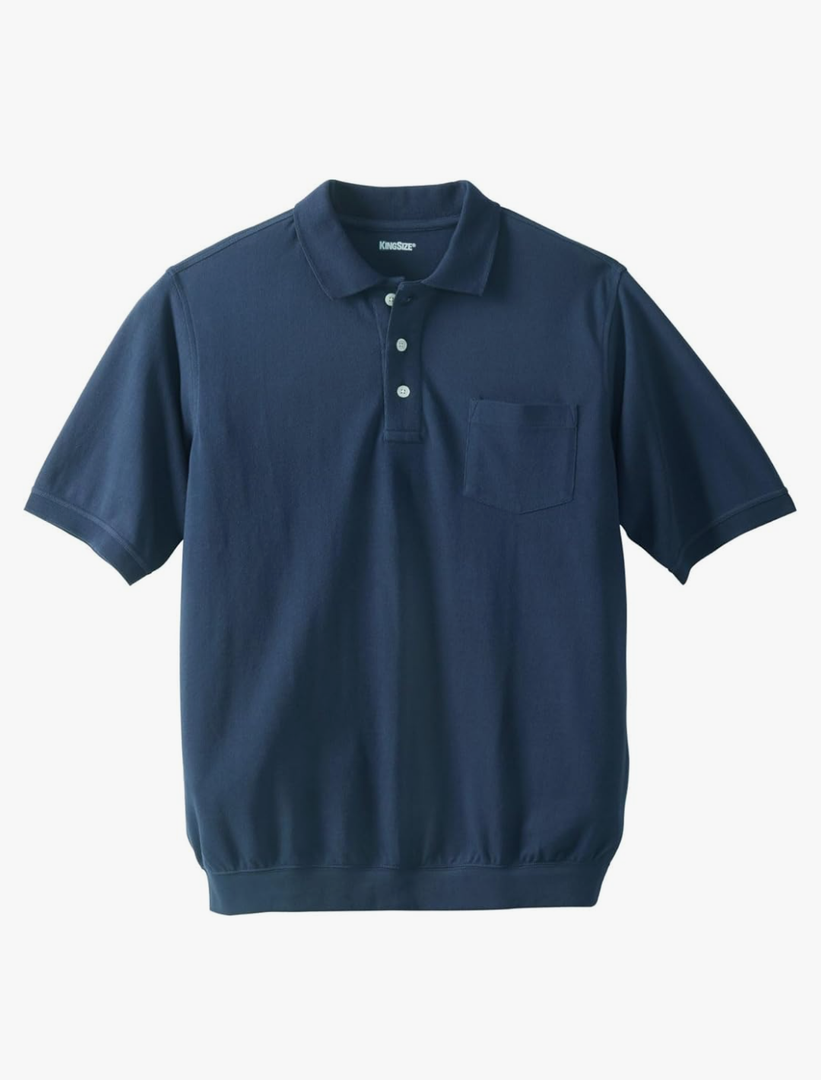 KingSize Men's Big & Tall No Tuck Pocket Shrink-Less Cotton Polo Shirt, 5XL