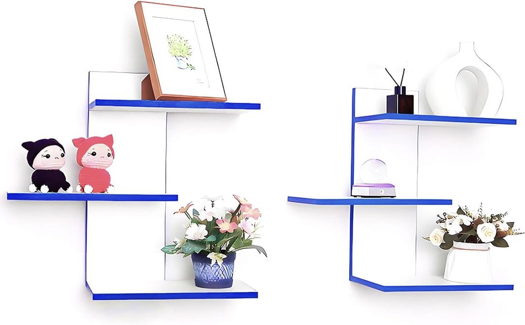 6-Tier Wood Wall Shelves, Vertical Column Shelves, Wall Shelf Unit for Bedroom Living Room Bathroom (A)