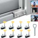 RELIANCER 8 Sets Sliding Window Locks,Aluminum Security Door Window Stoppers,Adjustable Safty Windows Lock for Horizontal & Vertical Fenster Doors,Child Proof Slider Windows Blocker for Home Safety