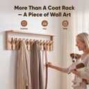Wall Mounted Coat Rack with Shelf, 12 Flip-Down Hooks, Natural