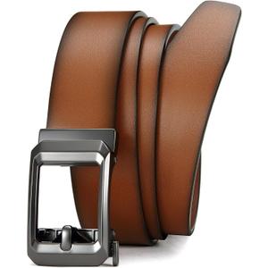 CHAOREN Ratchet Belts for Men - 1.5" Mens Belt Genuine Leather for Causual Jeans - Customizable Style, Versatile Fit (Brown)