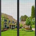 Upgraded Magnetic Screen Door Mesh, Full Strip Magnets, Heavy Duty Fiberglass Mesh, Door Screen Magnetic Closure for Single Door Size 32 x 80 Inch, Screen Door Size 35 x 82 Black