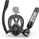 Mini Scuba Tank with Snorkel Mask 0.5L Inflatable Diving Tank with Full Face Diving Mask Pony Bottle Backup Diving Air Tank Suits for Recreational Snorkeling Shallow Diving, A-Black