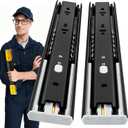 YENUO Soft Close Drawer Slides Full Extension Side Mount 12 14 16 18 20 22 24 inch Ball Bearing Metal Rails Track Guide Glides Runners Heavy Duty 100 Pound (Soft Close- 1 Pr, 22 Inch)