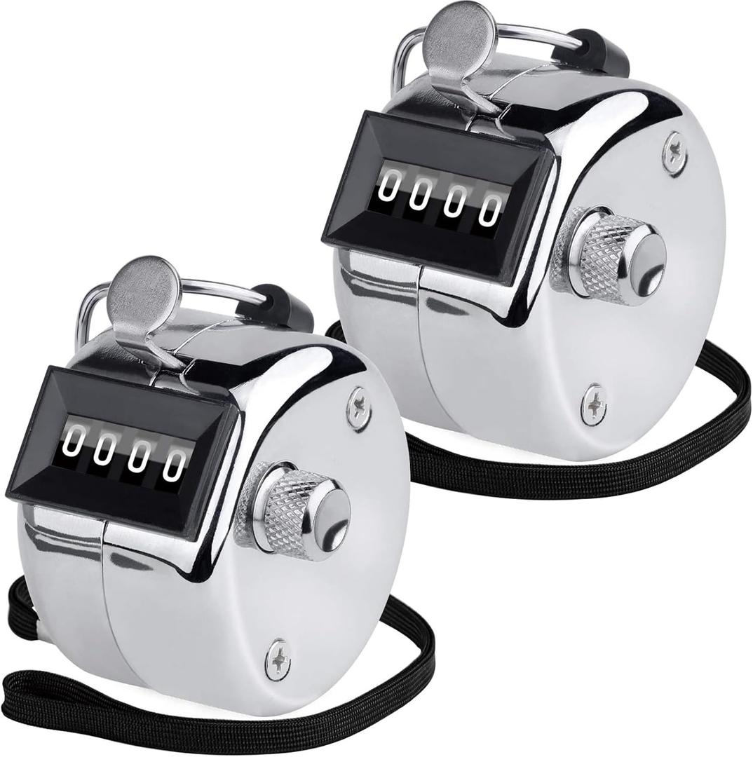 KTRIO Metal Handheld Tally Counter, 4-Digit Number Clicker Counter, Hand Mechanical Pitch Counters for Coaching, Knitting, People, Lap, Fishing, Golf and Row