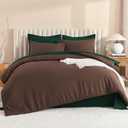 Litanika Queen Comforter Set with Sheets - 7 Pieces Bed in a Bag | Brown Emerald Green Fluffy Lightweight Soft Warm Down Alternative Solid All Season Bedding Set