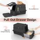 Wooaidagg Enclosed Stainless Steel Cat Litter Box with Odor Control, Modular Design with Drawer and Flip Door, Easy to Clean and Wash,Non-Stick Interior,Extra Large Size Fits All Cats(Black)