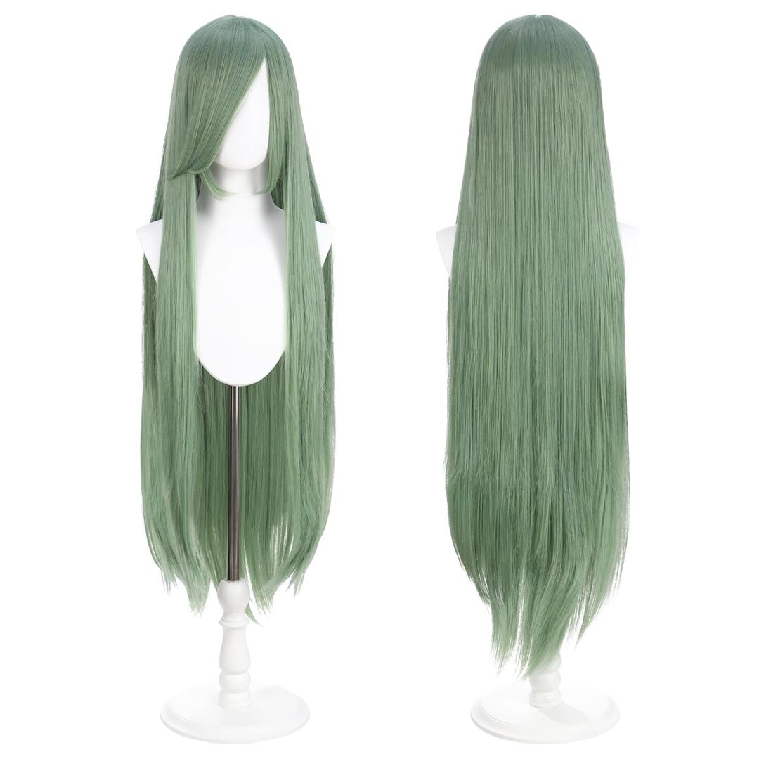 100cm / 40inch Universal Anime Costume Wig with 2 Hair Caps for Cosplay, Halloween & Themed Parties (Pale Green)