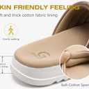 GPOS Womens Slides with Memory Foam Soft Cushioned Cozy House Slippers for Woman Comfy Open Toe Ladies Sandals Leather Slip on Bedroom Shoes Plantar Fasciitis Indoor Outdoor (Gold, M)