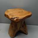 WELLAND Natural Cedar Stump Stool, 14" End Table, Live Edge Side Table, Plant Stand, Small Nightstand, Mushroom Stool for Living Room, Bedroom, Patio, Garden