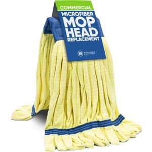 Commercial Mop Head Replacement 1 Pack Large Yellow Microfiber Tube Mop (18 oz.) | Industrial Wet Mops | Washable Refill, Reusable, Heavy Duty, Looped End Mopheads | Hardwood, Concrete