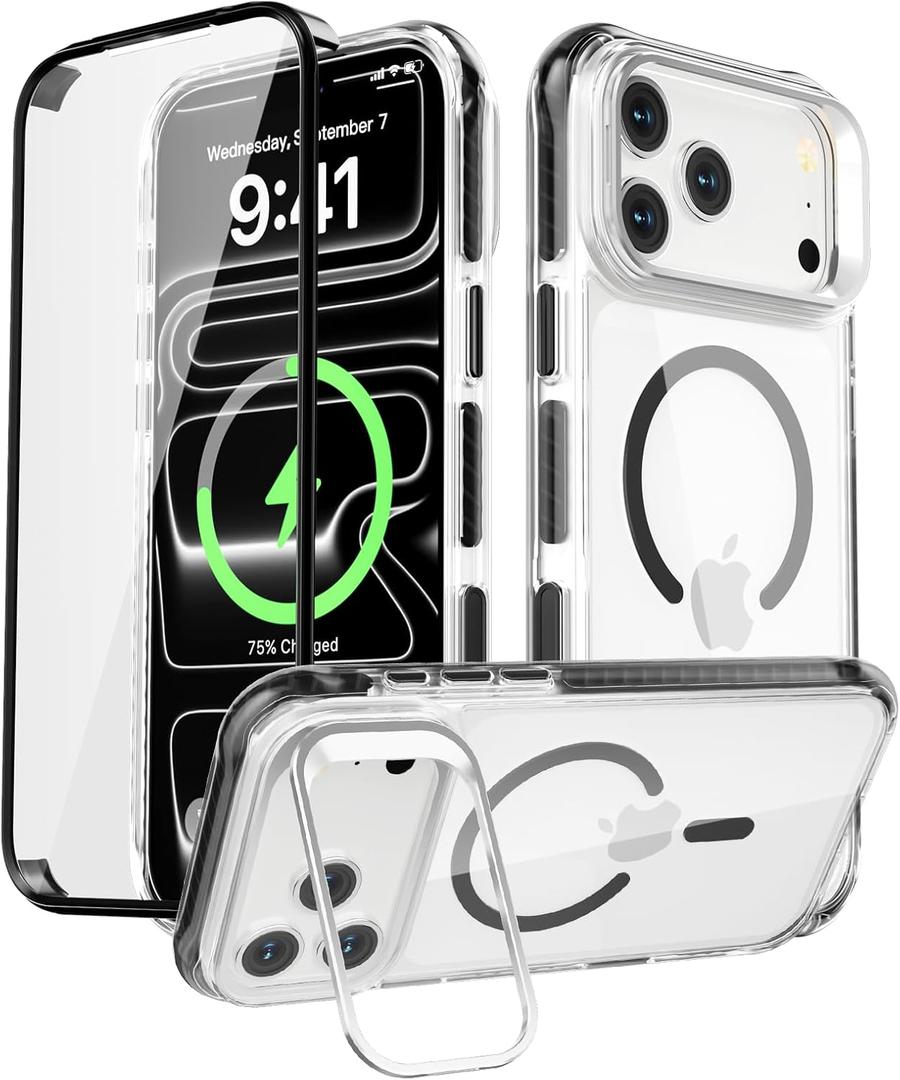 Magnetic for iPhone 17 Pro Max Case with Privacy Screen Protector & Full Camera Cover,[Non-Yellowing] Shockproof Clear Phone Case Compatible with MagSafe Women Girls for iPhone 17 ProMax