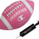 Champion Blitz Football, All-Weather Football, Enhanced Grip, Durable Rubber Cover and Molded Laces, for Outdoor Sports & Training, Includes 6 Ball Pump (JR, Optic Pink/White)