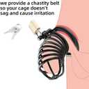 Lightweight Steel Chastity Cage with 4-Way Belt and 3 Rings(40mm, 45mm, 50mm) for Bondage