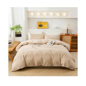 ECOCOTT Duvet Cover Set, 100% Washed Cotton Linen-Like Soft & Breathable, Durable Comfy Bedding Set for All Seasons (Khaki, Twin)