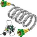 Female to Female Short Garden Leader Hose 8FT,Metal Hose Reel Connecting Hose,Stainless Steel Hose Connector for Hose Reel,Flexible,Kink-Free & No Leak Outdoor Water Pipe Extension Adapter