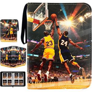 Basketball Cards Binder 400 Pockets,Trading Cards Holder Card Collectors Album,Trading Card Binder 4 Pocket with 50 Removable Sleeves