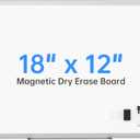 VUSIGN Magnetic White Board 18" x 12" with 1 Dry-Erase Eraser, 2 Multicolor Marker, 4 Magnetic Pins, Sliver Reinforced Aluminum Frame for Office, Home, School (18"W x 18"H)
