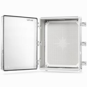 QILIPSU Waterproof Junction Box IP67 Outdoor Plastic Electrical Project Enclosure Weatherproof with Mounting Plate, Wall Brackets, Hinged Clear Cover 20"x16.1"x7.9" CC
