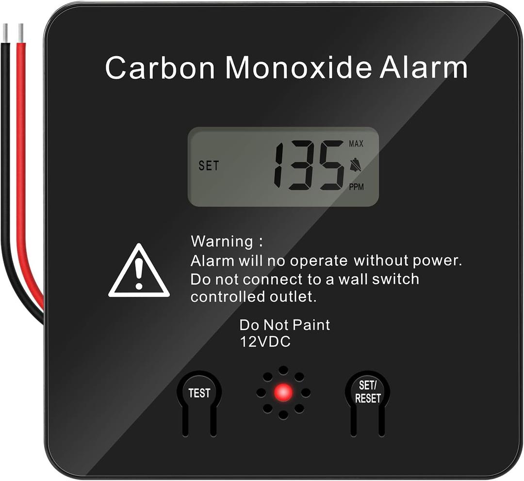 Briidea Marine Carbon Monoxide Detector with Customizable Alarms, 100dB Siren, LED Indicator, and 12V 3A NC Relay for Enhanced Safety (Square)
