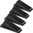 4 Pack Door Stoppers, Rubber for Bottom of Door, Rubber Door Stopper Wedge, Sturdy Stackable Door Stops for Floor (Black)