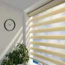 ShadesU Cordless Zebra Blinds Light Filtering Dual-Layer Window Shades for Privacy (Cream Color) (Maximum Height 72") (Width 31")