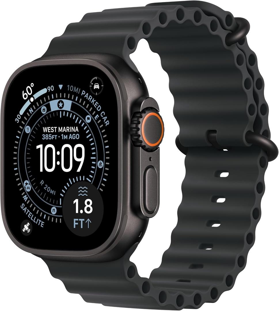 Apple Watch Ultra 3 [GPS + Cellular 49mm] Running & Multisport Smartwatch w/Rugged Titanium Case w/Black Ocean Band. Satellite Communications, Advanced Health & Fitness Tracking