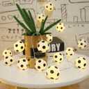 Yayfazy Soccer Decorations String Lights, Timer Battery Operated 5.5ft 10LED Room Decor,Soccer Ball Ornaments for Christmas Tree, Bedroom, Sports Theme Party Favors, Christmas Gift