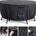 Tempera Round Patio Furniture Cover - Outdoor Table & Sectional Sofa Set Cover - Tear Resistant, Anti-UV & Waterproof - 62"D x 27.8"H, Space Grey