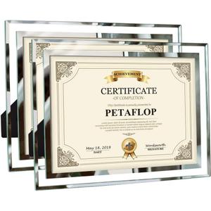 PETAFLOP 8.5x11 Picture Frames Glass 8.5 x 11 Frame Tabletop Display, 2 Pack clear