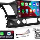 Podofo Radio for Honda Civic 2006 2007 2008 2009 2010 2011 Car Stereo with Wireless CarPlay Android Auto,10.1 Inch 1080P Touch ScreenBuild-in DSP EQ GPS Chip Bluetooth RDS FM WiFi Camera 2G+32G