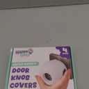 Child Safety Door Knob Cover (4 Pack) Hard-to-Remove Dual-Lock Door Handle Covers for Kids - Reusable Baby Proof Door Knob Locks - Installs Easily, No Tools Needed (White)