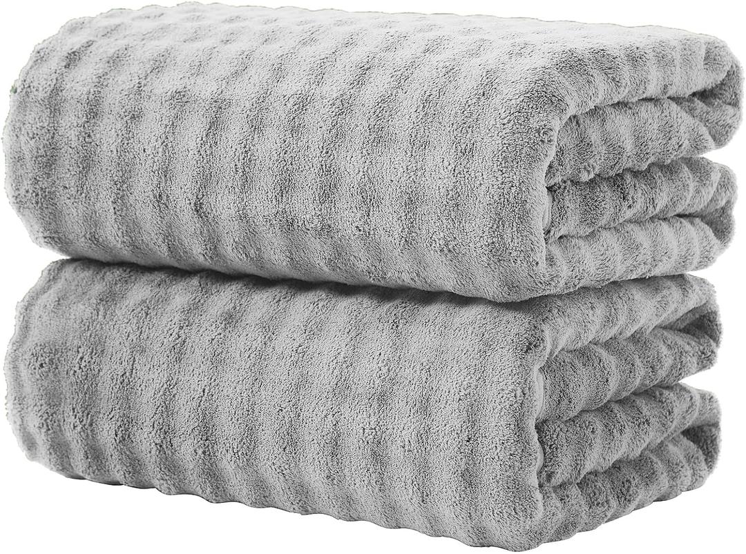 KBY Bath Towels Set of 2, Extra Large Bath Sheets 40X80 Inches,Quick Dry, Ultra SoftDurable & Super Absorbent Oversized Bathroom Towel Sets for Adults, Gym, Spa, Pool & Hotel Gray (Grey)