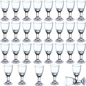 30 Pack Shot Glass Bulk Set with Stem 15 ml/0.5 oz Ounce Clear Shot Round Shot Glasses Small Glass Shot Cups for Vodka, Whiskey, Tequila, Espresso, Liquor