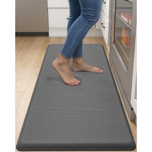 DEXI Kitchen Mat Cushioned Anti Fatigue, Extra Thick Comfort Standing Floor Mats Waterproof, Memory Foam Antifatigue Runner Rug for Desk Office, Sink, Laundry, 48x20, Grey