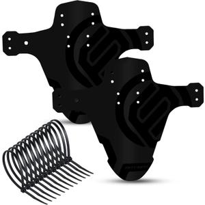 FIFTY-FIFTY Mountain Bike Fender, MTB Mudguard, Front and Rear Compatible Bicycle Mudguard, Fits 26", 27.5", 29", Plus Size and Fat Bike Wheel Sizes (Black+Black)