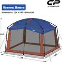 CAMPROS CP Screen House 12 x 10 Ft Screened Mesh Net Wall Canopy Tent Screen Shelter Gazebos for Patios Outdoor Camping Activities - Blue