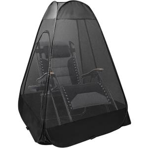 1-Person Camping Chair Pop up Tent, 47"x47"x59" See Through Single Mesh Tent Bugs Barrier Mosquito Net 2 Zipper Doors Outdoor Sports Pod Shelter with Bag for Fishing, Not Included Chair