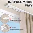 Ultra-thin Curtain Track, Aluminum Ceiling Curtain Rail System No Drill Self Adhesive Curtain Tracks Wall Mount, Silent Sliding Rail for Windows Easy Installation with Screws 8.9ft (2.7m)