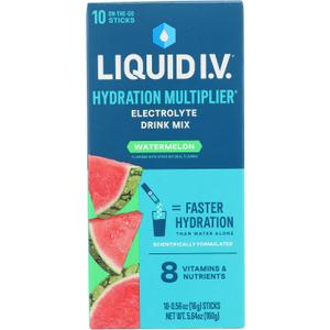 LIQUID IV Watermelon Hydration Drink Mix 10 Count, 0.56 OZ,BBD01/19/2028
