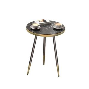 DYZAIMAX Round Coffee Table for Living Room, Bedroom, Balcony - 21.7" x 19.7" Space-Saving Black Marble-Textured Top, Sturdy Metal Frame with Black & Gold Finish | Premium Baked Paint, Easy Assembly
