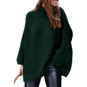 PRETTYGARDEN Women's 2026 Fall Turtleneck Oversized Sweaters Long Sleeve Chunky Knit Pullover Tops Winter Fashion Clothes (X-Large, Dark Green)