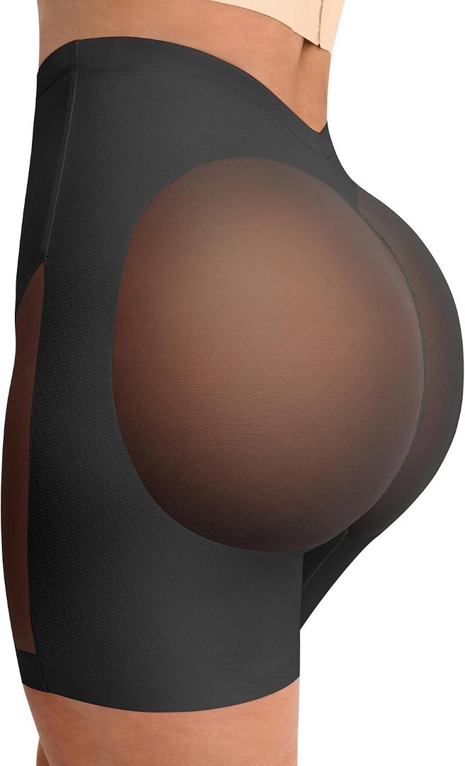 FeelinGirl Low Back Shapewear Tummy Control Butt Lifting Body Shaper Thigh Slimming Shorts Panties Black XX-Large