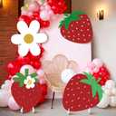 4 Pcs Large Strawberry Birthday Cardboard Cutouts Strawberry Baby Shower Backdrop Party Decorations for Lawn Yard Signs Summer Fruit Themed Party Supplies Photo Booth Props