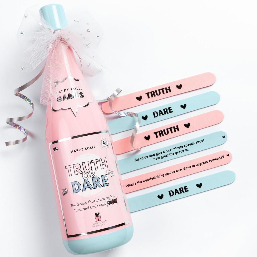 HAPPY LOLLI Truth or Dare Game for Tween & Teen Girls Ages 10+, Birthday Gift, Empowering Sleepover Party Game for Girls, BFF & Family Game Night, Screen-Free  60 Truths & Dares