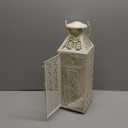 JHY DESIGN Set of 2 Vintage Candle Lanterns 19"&14''H Moroccan Decorative Metal Candle Holders with Hollow Pattern for Garden Porch Shelf Indoor Outdoor Parties Weddings Patio(White Brushed Gold)